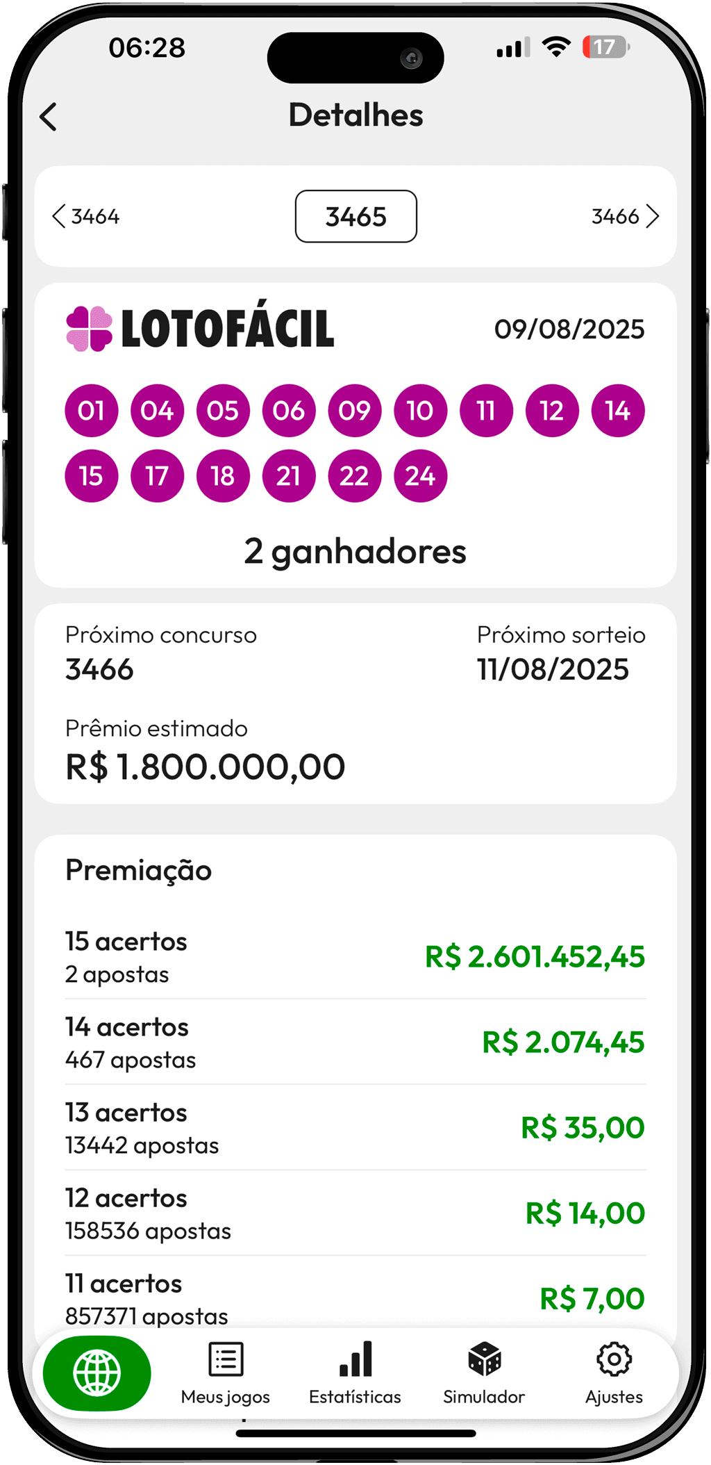 Wireframe da tela Detalhes de Resultado